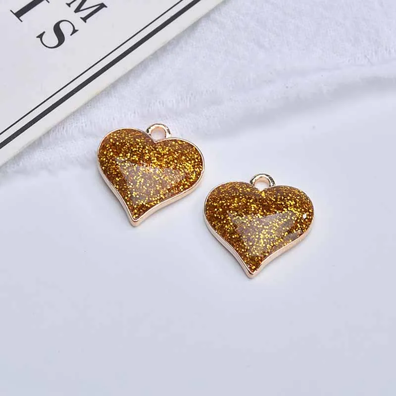 Мигание порошок любовь подвеска сердце персик DIY красивые серьги материалы