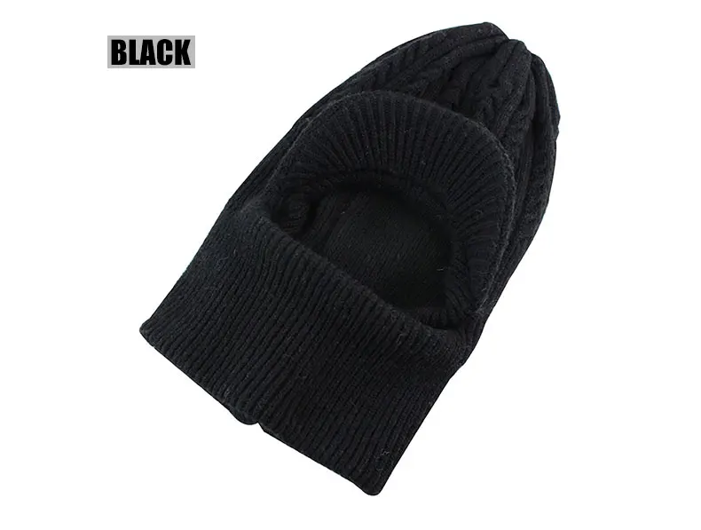 Шерстяные шапки вязаные мужские зимние шапки Skullies Bonnet Зимние головные уборы для мужчин и женщин Beanie Балаклава с шеи теплая маска для лица