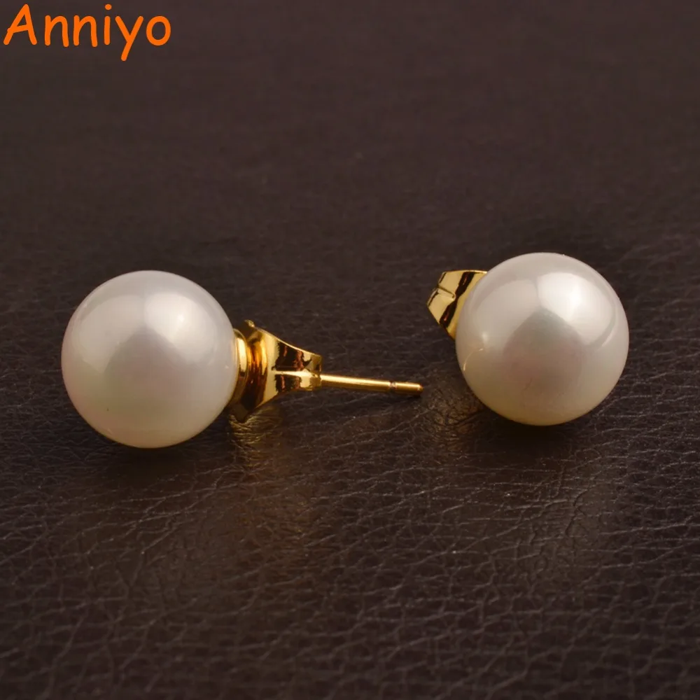 

Anniyo модные серьги-гвоздики с жемчугом ракушки для женщин/девочек-подростков, высококачественные ювелирные изделия лучшие подарки #055404