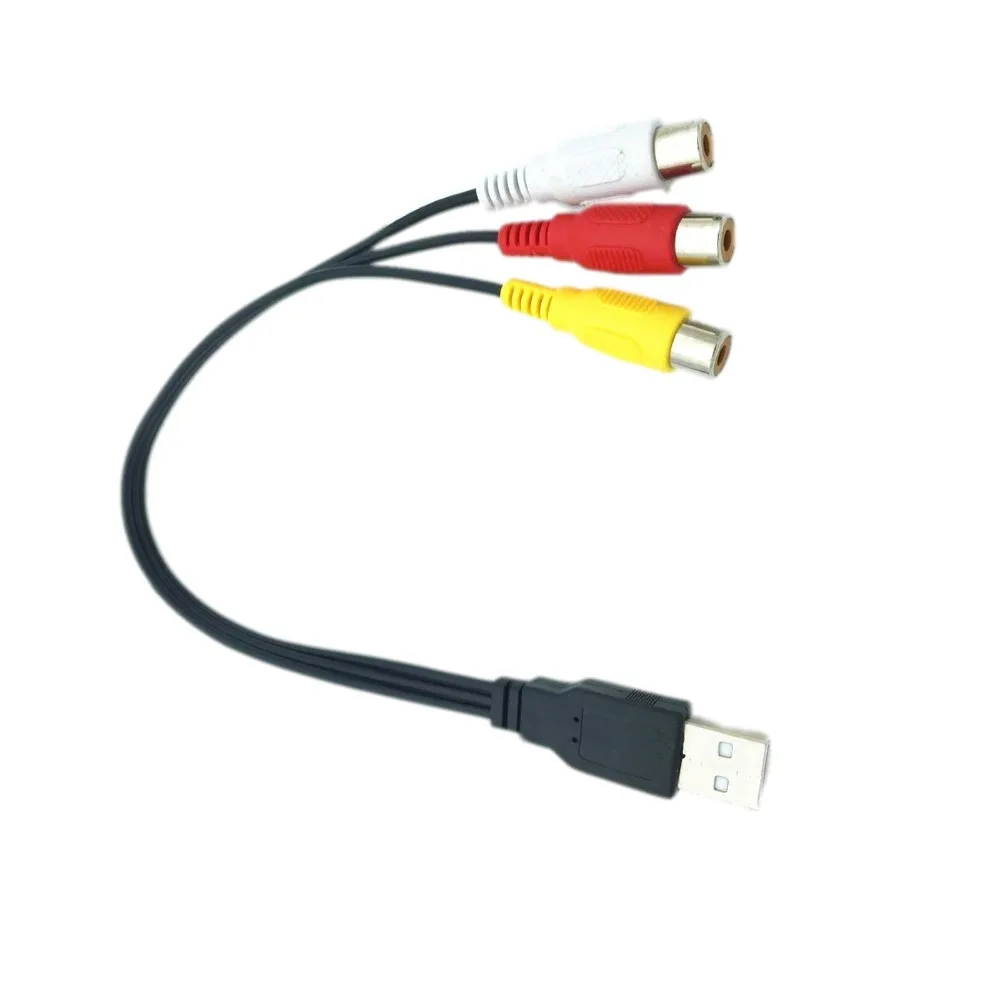 1 шт. USB штекер для 3 RCA Женский адаптер аудио конвертер видео AV A/V кабель USB для RCA кабель для HDTV ТВ телевизионный провод шнур