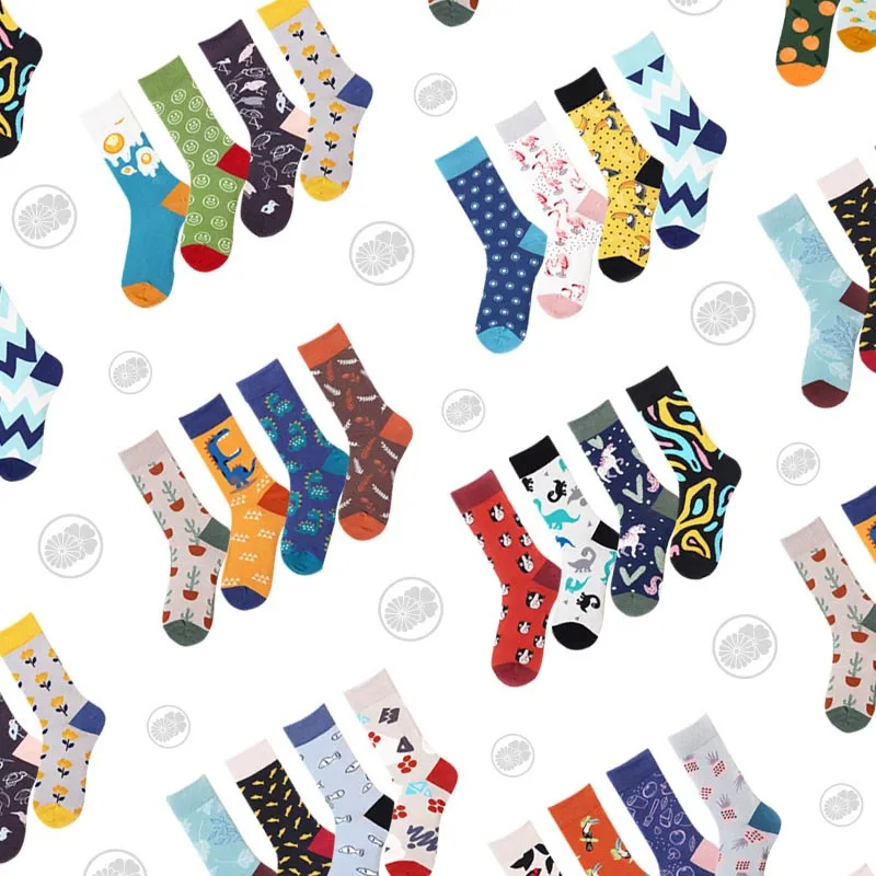 Носки в стиле хип-хоп Happy модные носки из чесаного хлопка забавные для пар милые с