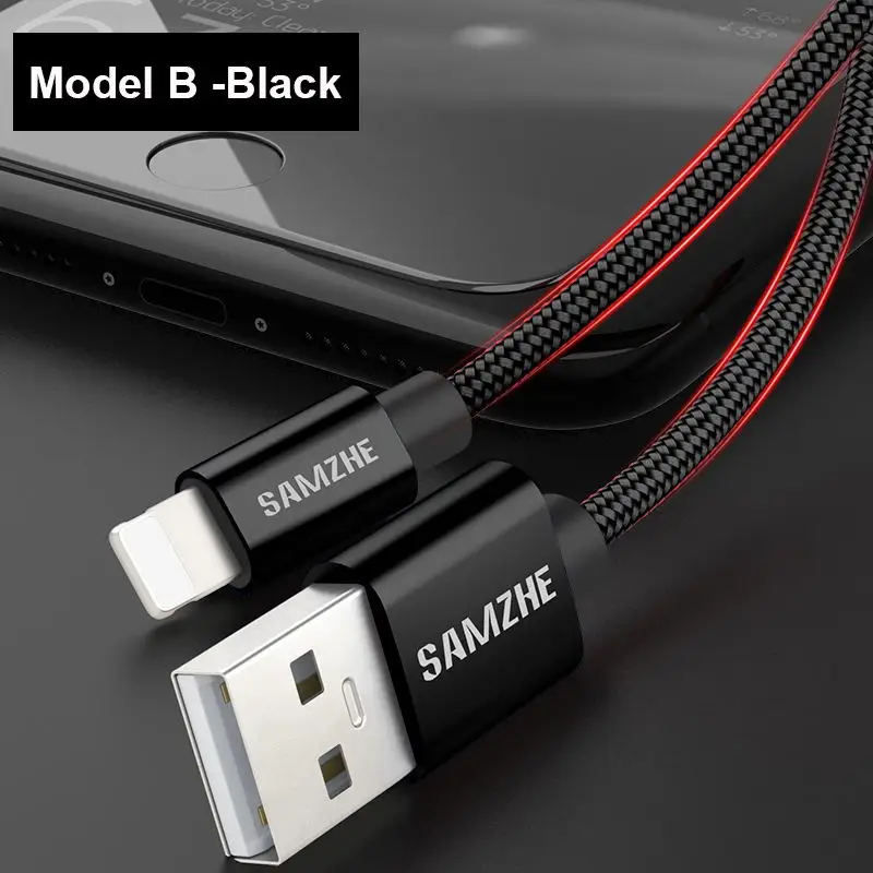 SAMZHE телефон USB кабель для передачи данных, кабель для зарядки, быстрая зарядка, кабель для передачи данных для iPhone 5/6/7Plus и Ipad, кабель для мобильного телефона - Цвет: Коричневый