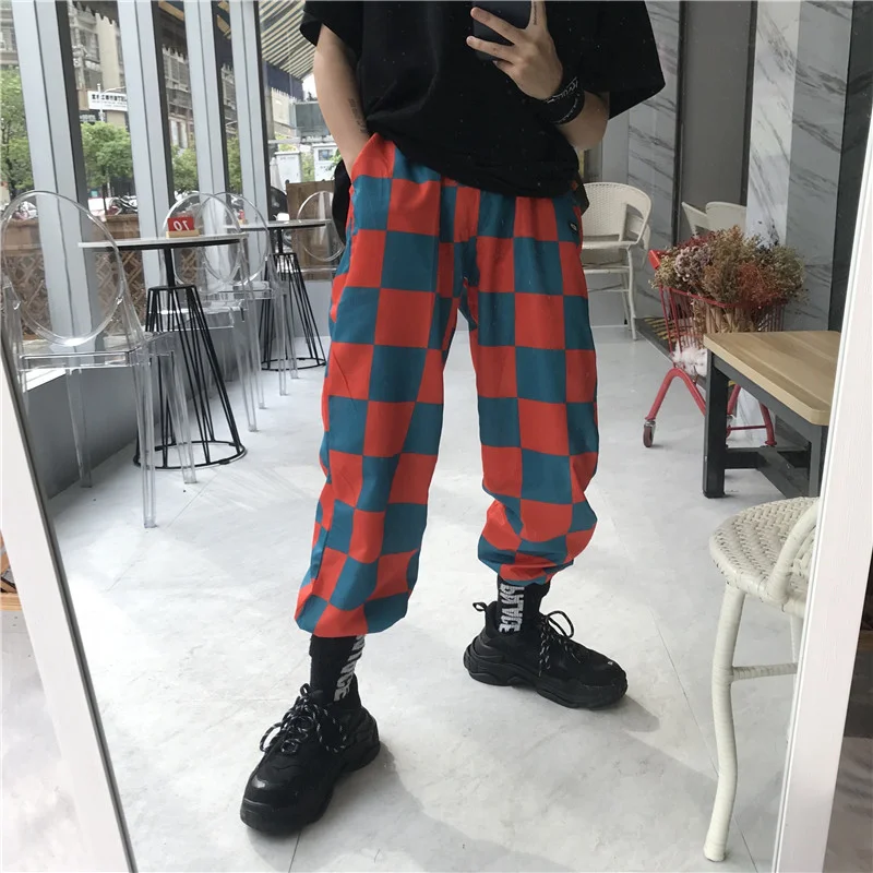 Хип-хоп гарем уличная одежда размера плюс штаны для бега в клетку Harajuku корейские женские мужские брюки в стиле панк карго шахматная доска рэп свободный низ