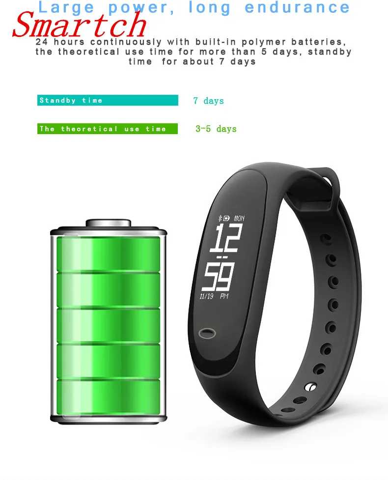 Smartch E26 Фитнес трекер сердечного ритма Мониторы Smart Band Часы Приборы для измерения