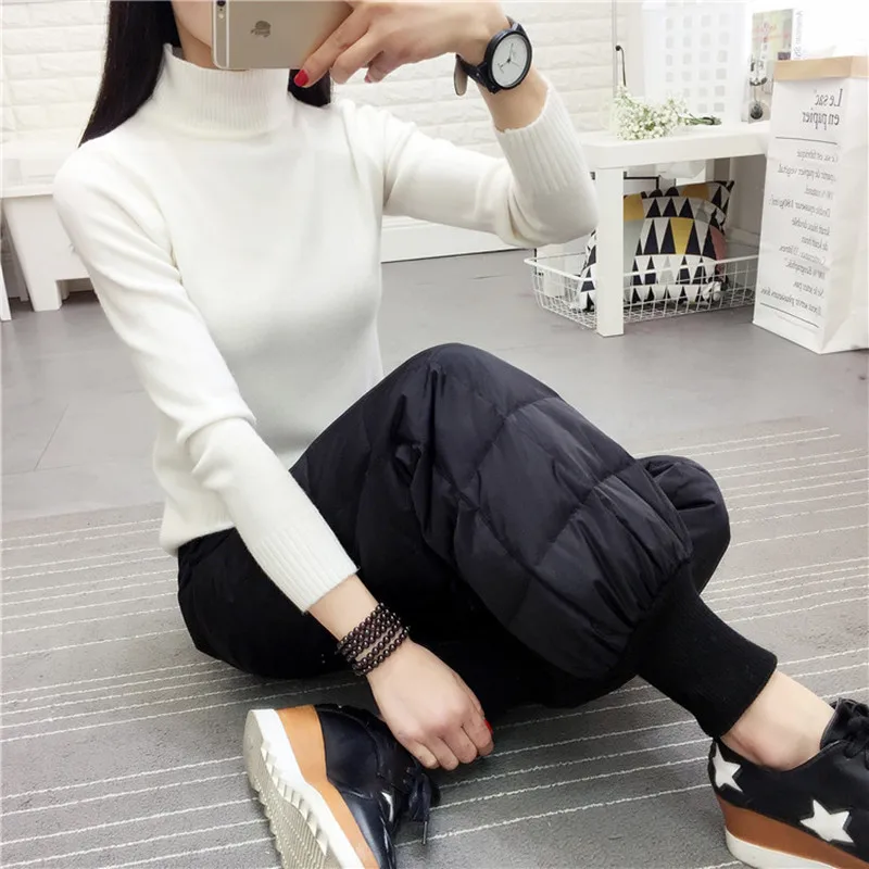 Jvzkass 2020 winter new down pants women wear thin high waist thick tooling harem pants large size slim trousers Z239