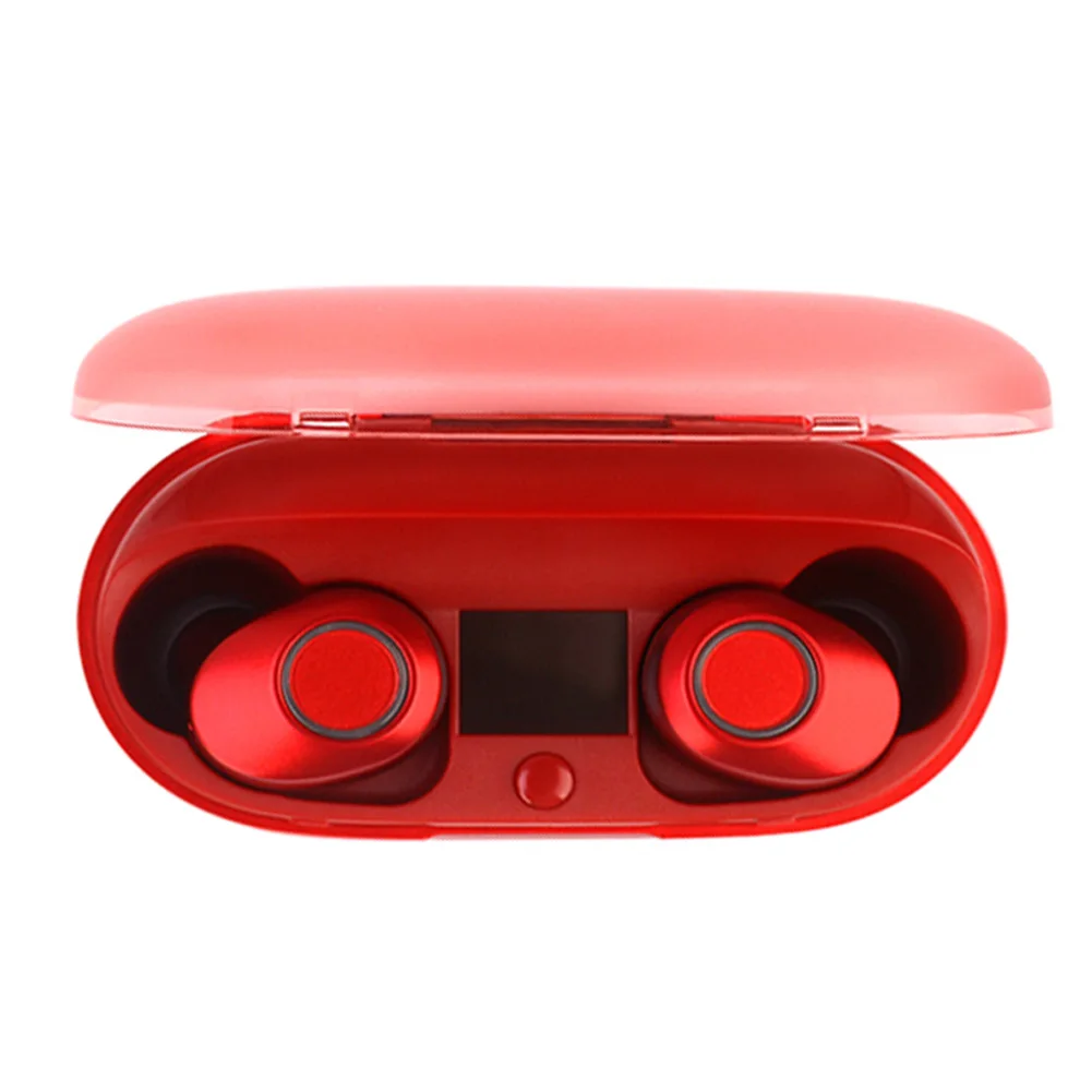 Красный J29 Bluetooth 5,0 TWS батарея дисплей мини беспроводные наушники пара наушников наушники с батарейным чехлом Hands Free - Цвет: Красный