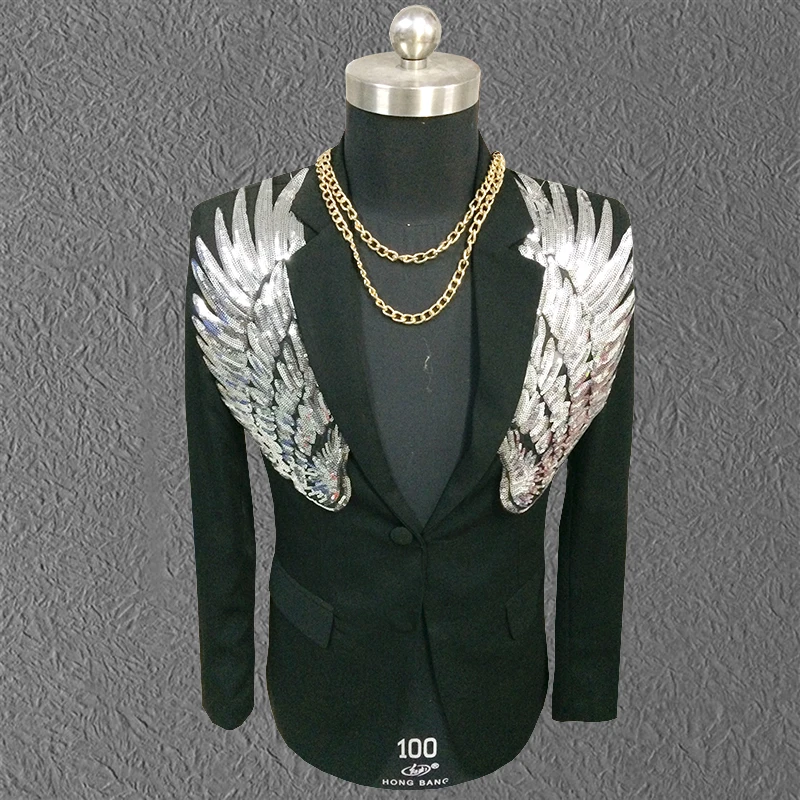 Черный пиджак с блестками модное свадебное платье для выпускного вечера певицы