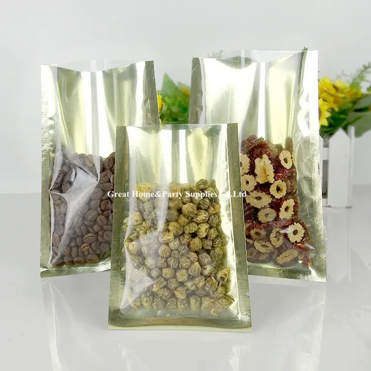 Плоские прозрачные/золотистые/Серебристые пакеты с тремя боковыми уплотнениями