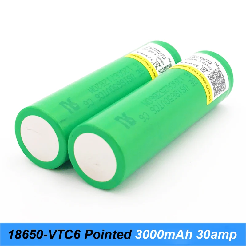 100% оригинал 3 6 V US18650 батарея VTC6 с заостренным (без PCB) для 18650 3000mAh 30A блок питания