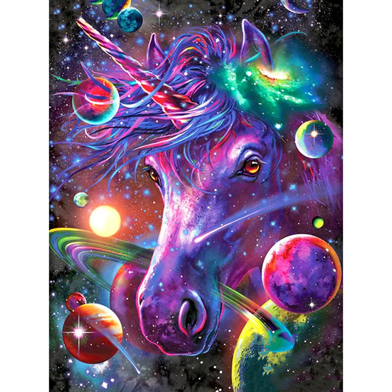 100% Full 5D Diy Diamond Painting Cross-stitch &quotGalaxy Unicorn&quot 3D Mosaic Round/square Rhinestones Embroidery | Дом и сад