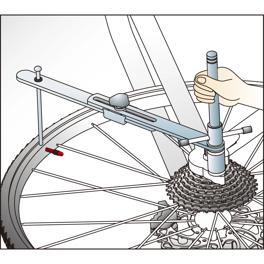 Регулировка колеса велосипеда. Инструмент для правки велосипедного петуха. Ключ для бортирования колес велосипеда. Инструмент для правки соосности велосипеда. Станок для спицовки колес велосипеда.