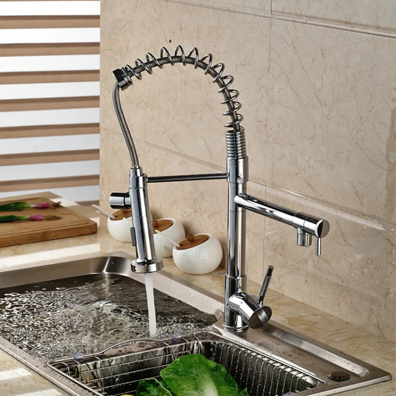 ULGKSD хромированный кухонный кран, вытяжной струйный распылитель, прямые продажи с фабрики, кухонный смеситель для раковины, смеситель для кухни