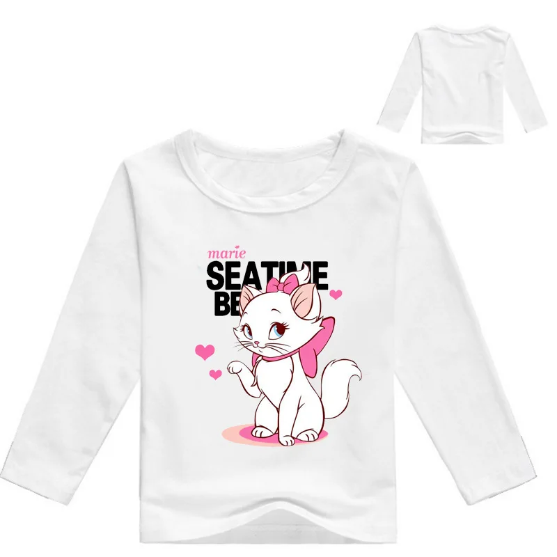 От 2 до 12 лет Marie Aristocats Cat летняя одежда с короткими рукавами детская игровая футболка топы для девочек с героями мультфильмов, футболки для маленьких мальчиков и девочек - Цвет: Model 12