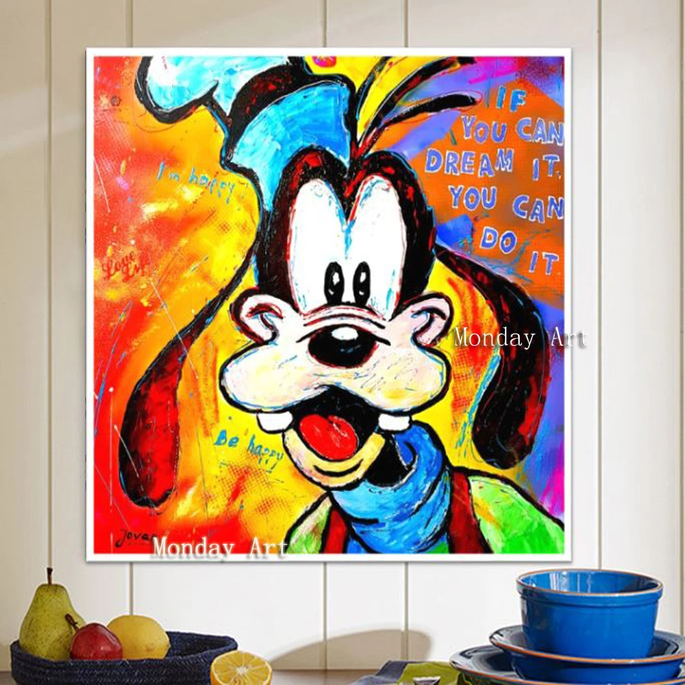 new handmade Mickey picture Alec Graffiti Mouse oil painting Hand painted wall pictures for living room kid's | Дом и сад
