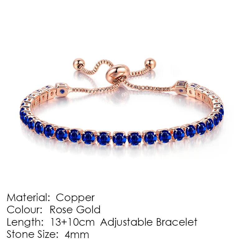 RoseGold Blue H145 32 стиля, браслет и браслет для женщин, роскошный трендовый 5 видов и 11 цветов, Теннисный браслет с кубическим цирконием, модные ювелирные изделия, подарок H095-M - Окраска металла: RoseGold Blue H145
