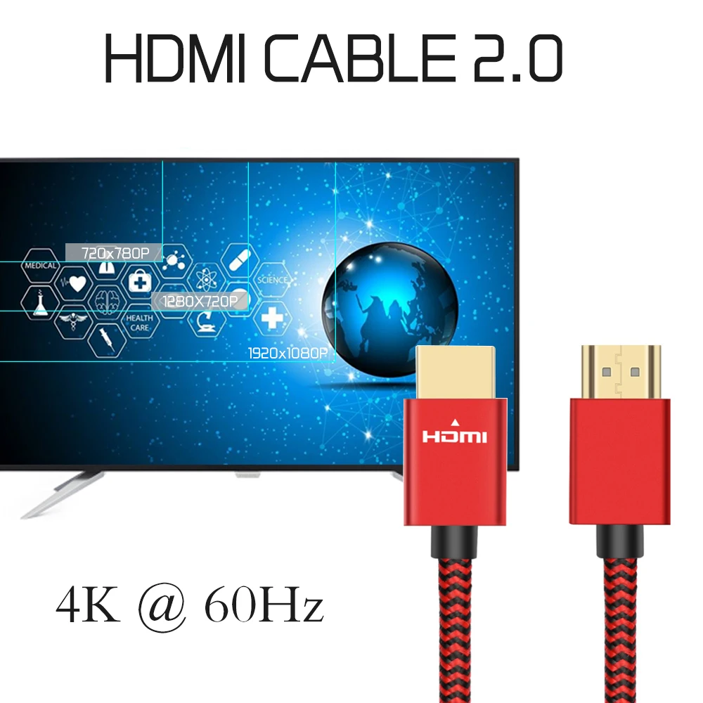 Perlinta HDMI 2,0 32AWG кабель 4 к 60 Гц мужчин и женщин конвертер адаптер Kable для компьютера HDTV 1,2 м 2 м 3 м
