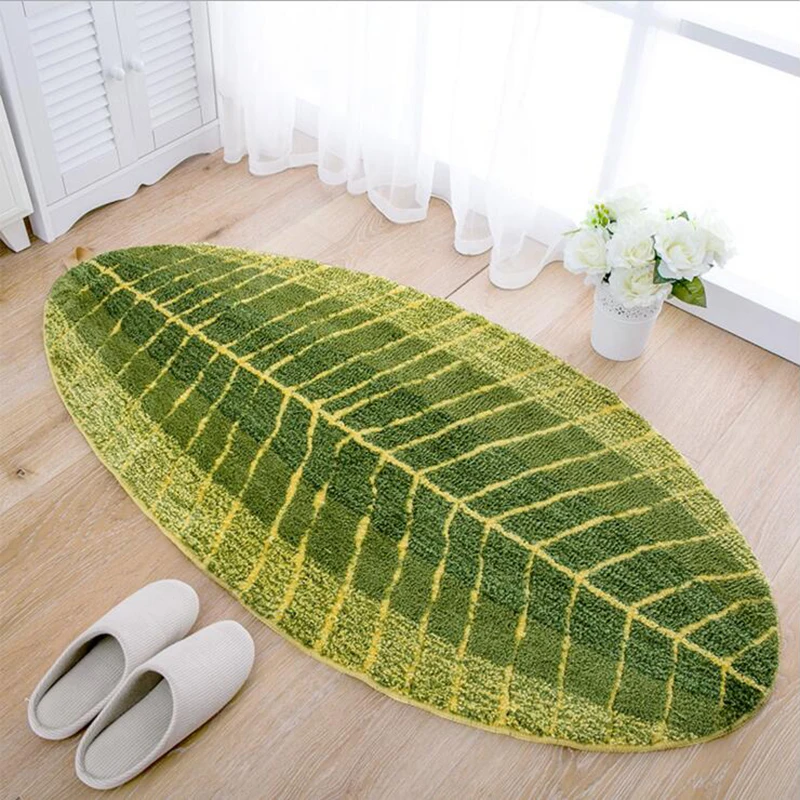 Green Leaves Mats Polyester Home Hallway Bedroom Kitchen Floor Rugs Non-slip Thick Carpet Absorbent Bath Mat High Qiality | Дом и сад
