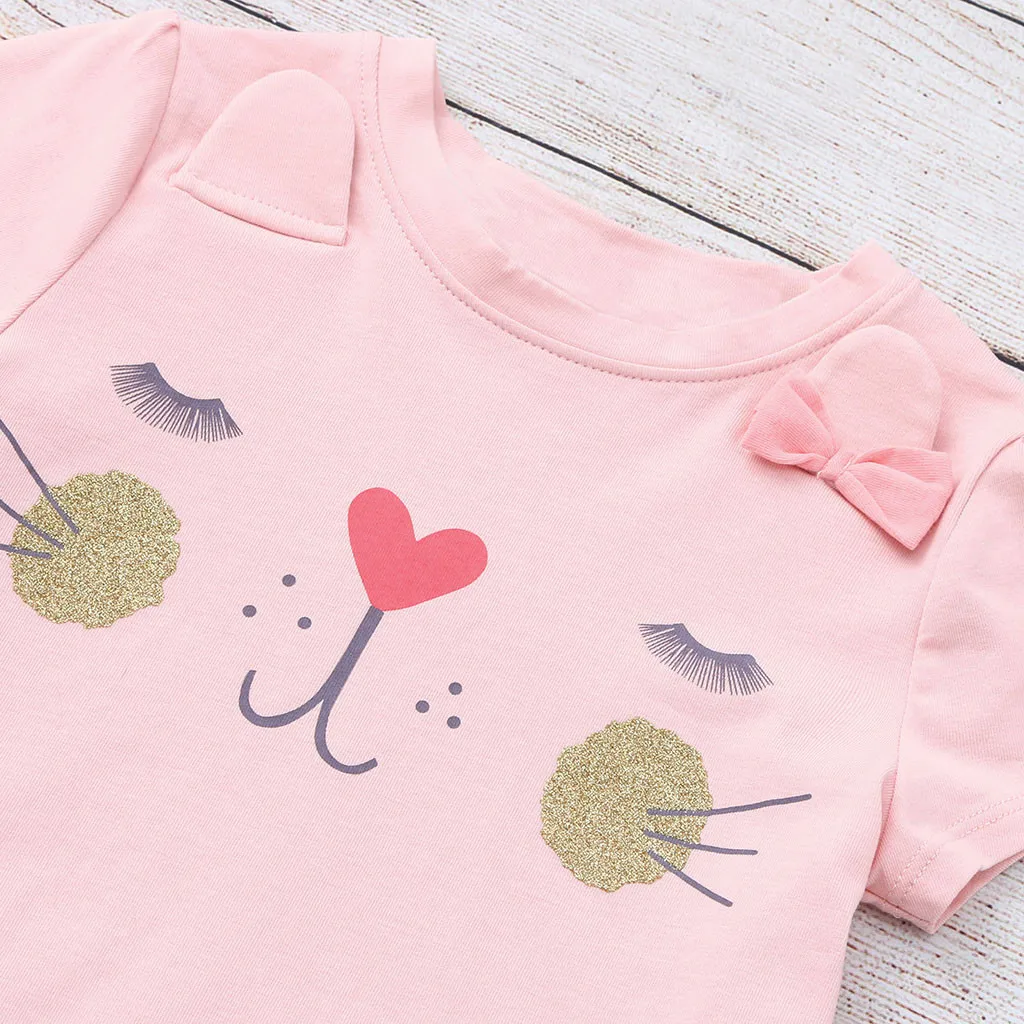 Комплект из 2 предметов для маленьких девочек топы с кроликом и мультфильма