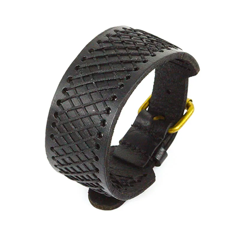 Регулируемый браслет в стиле панк-рок мужской из натуральной коровьей кожи на