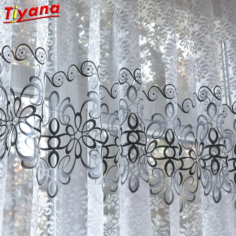 Morden Gray Jacquard Tulle European Curtains Kitchen Curtains Short Rideaux Window Curtain Panels for Living Room Cortinas 30