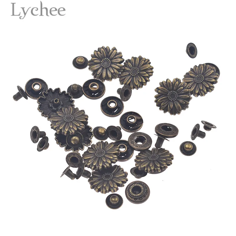 Lychee 10 шт. винтажные пуговицы с ромашками бронзовый цвет металл комбинированный пуговицы DIY Швейные принадлежности аксессуары для одежды