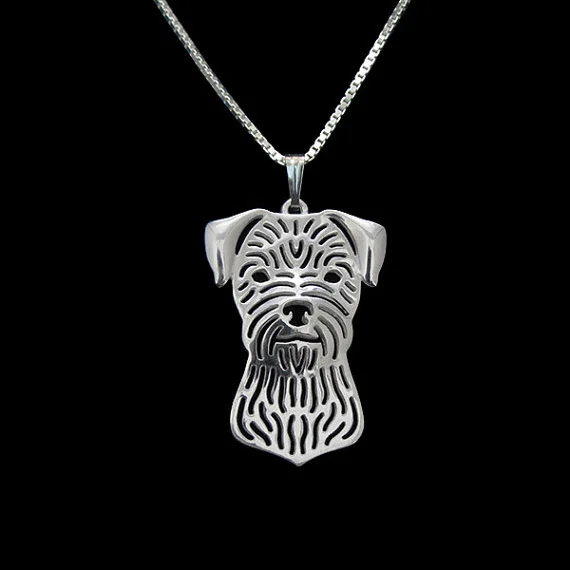 Border Terrier jewelry - Gold and silver pendant necklace Simple abstract animal | Украшения и аксессуары