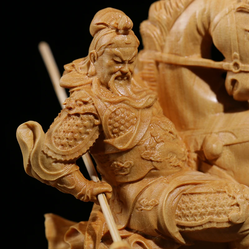 Деревянные кавалерийские фигурки Guanyu Knight man War God китайский Марс украшения фэн-шуй Резьба Скульптура китайские статуи для дома