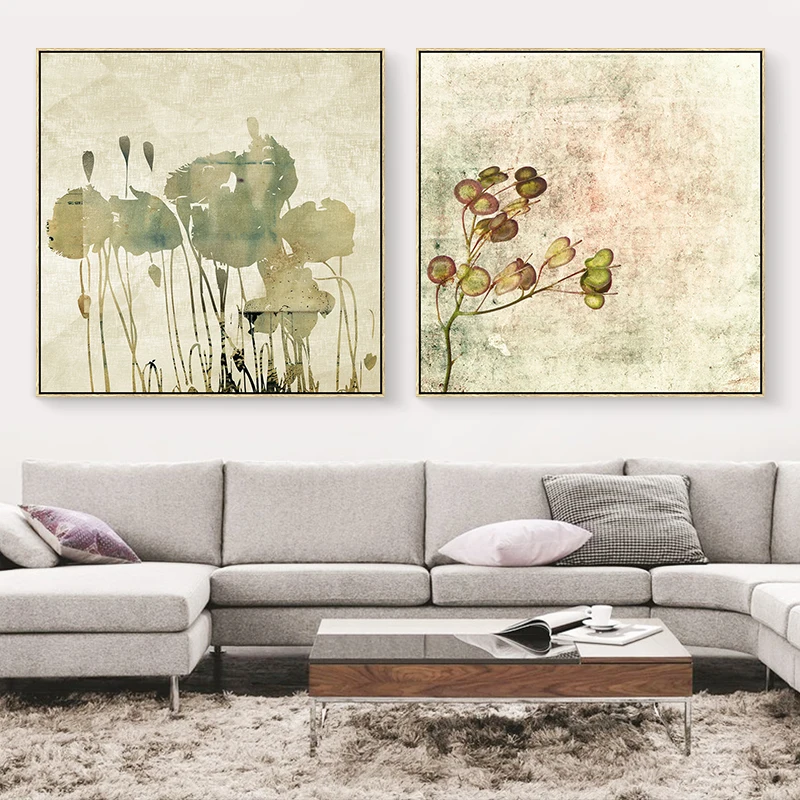 Watercolor Painting Purple Flower Canvas Oil Paint Office Decoration Floral Prints Wall Art Decor no Frame Vintage background | Дом и сад