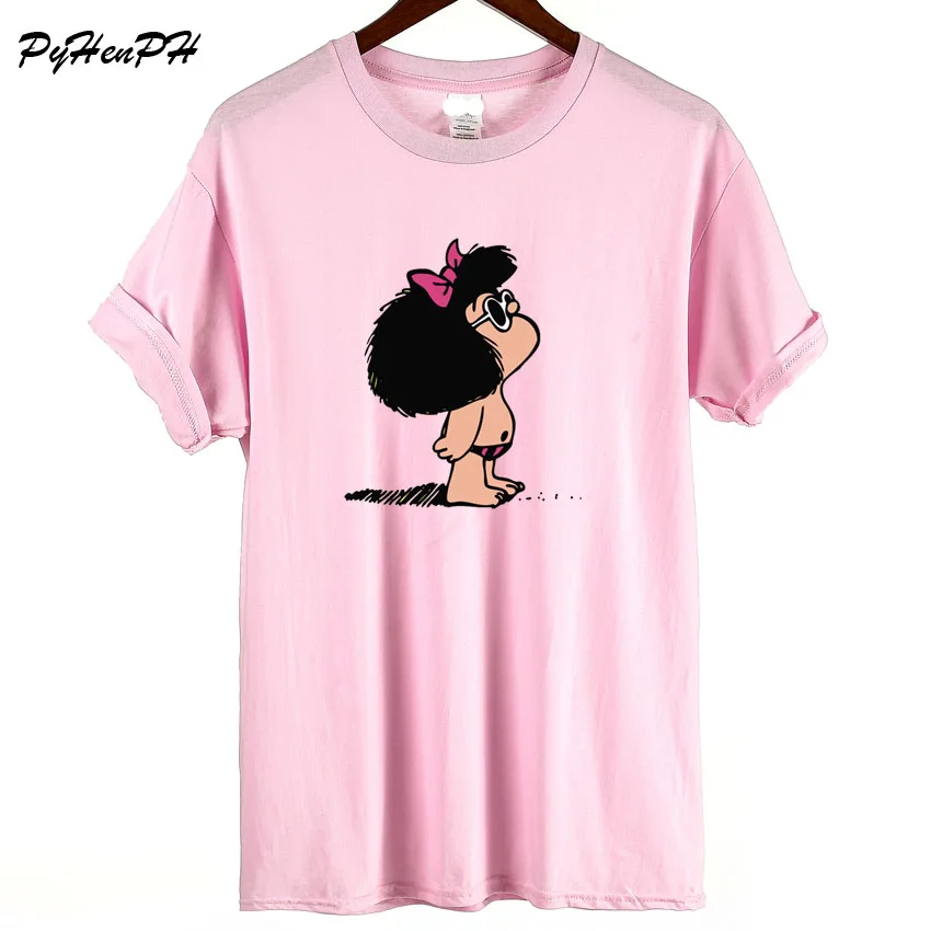 Новинка, футболка с принтом Mafalda, женская летняя Стильная Милая забавная крутая футболка с коротким рукавом, топы и футболки, повседневная футболка
