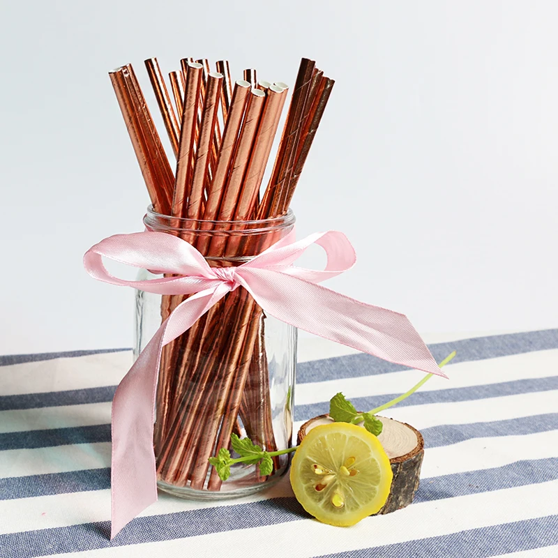 25 шт розовый розовые золотые серебряные вечерние соломы бумажные соломинки Днем
