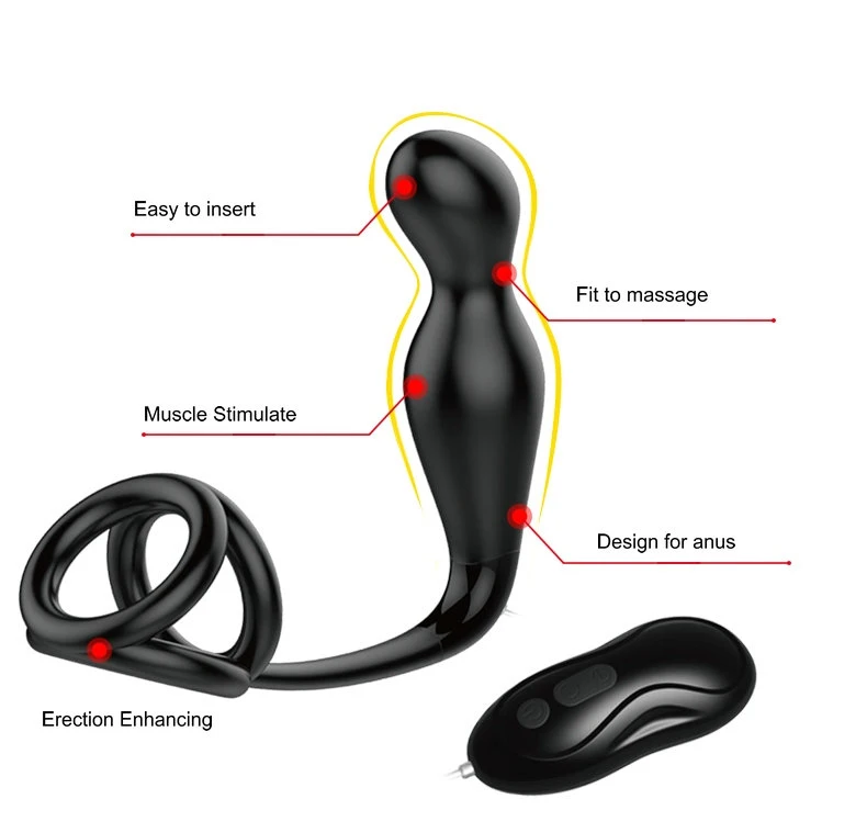 Мужской массажер простаты с кольцом для пениса анальный вибратор 12 дюймов