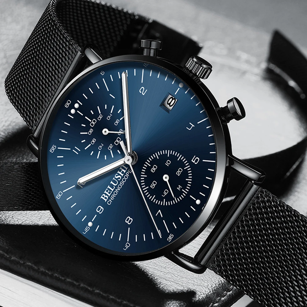 Мужские часы s высокое качество стальные сетки бизнес кварцевые наручные мужские