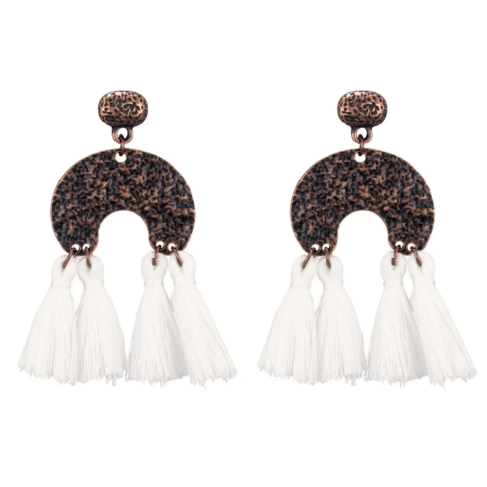 FAMSHIN Bohemian Handmade Tassel Earrings for Women Vintage Round Long Drop Wedding Party Bridal Fringed Jewelry Gift | Украшения и