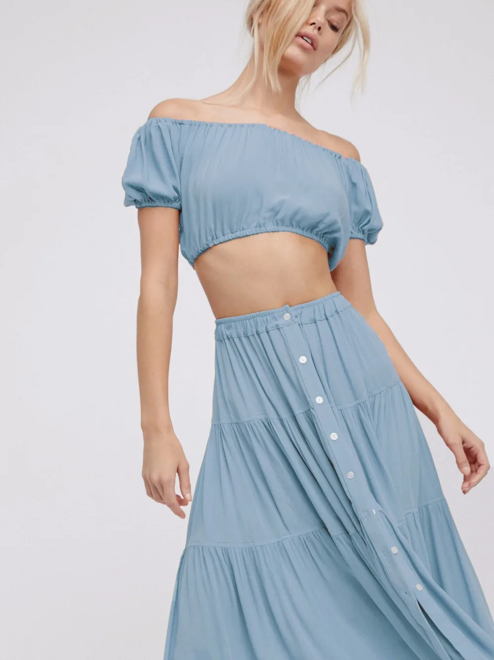 2017 мода новый сладкий Слово плеча высокая талия два комплекта одежды перевозка