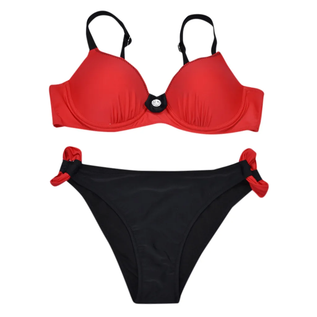 Женский бандо бандаж сплошной цвет синий красный лоскутный раздельный комплект