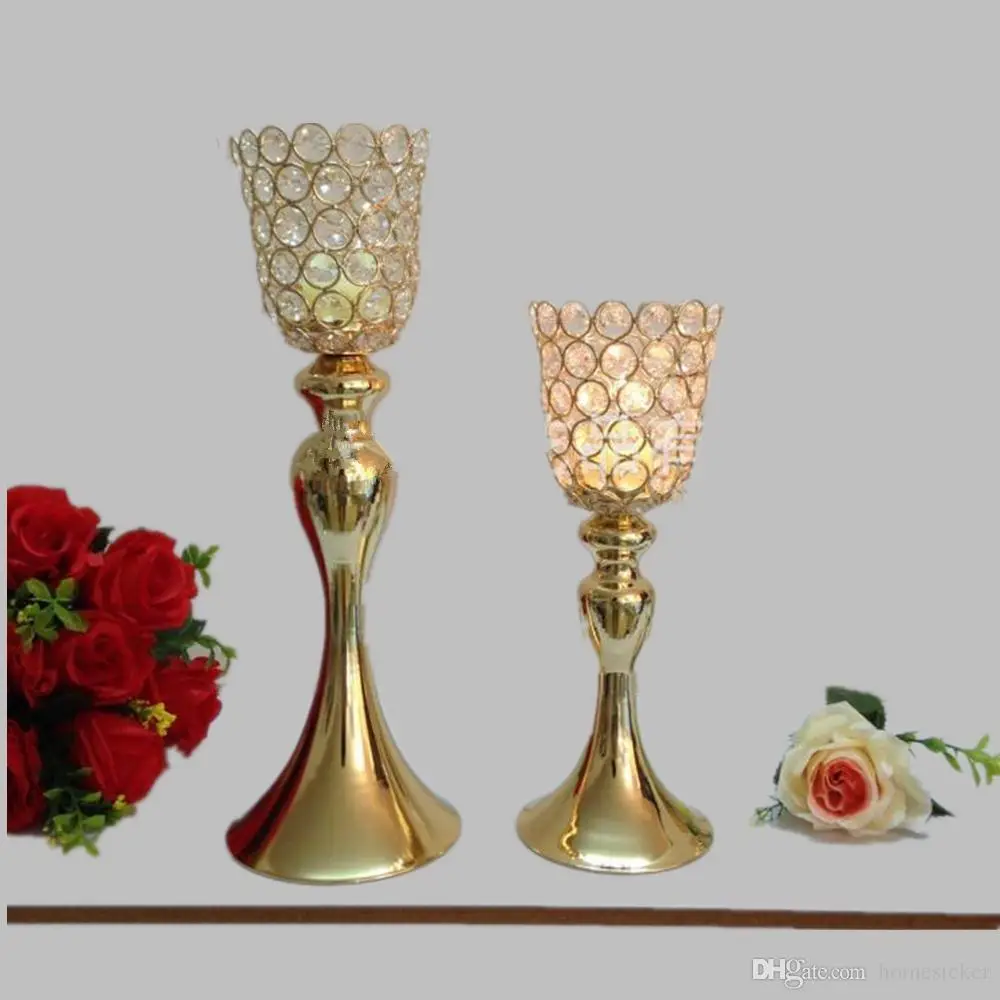 

Classic Horn Shape Crystals Metal Candle Holders Wedding Home Party Candelabra/Centerpiece Decoration Candlestick