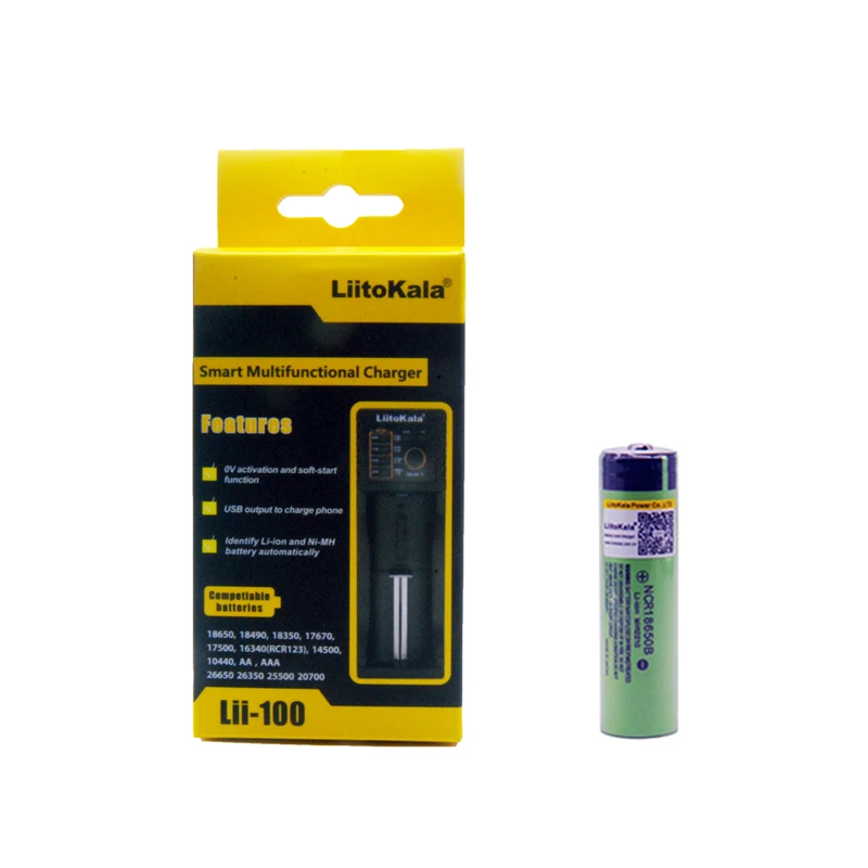 1 шт. Liitokala 3 7 V 3400mAh 18650 литий-ионная аккумуляторная батарея (без PCB) + Lii-100 USB 26650 AAA AA