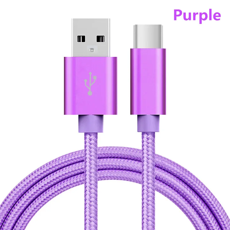 Фиолетовый 5V 2.4A USB C нейлоновый Кабель зарядного устройства для samsung S10/LG G6/huawei mate 20/Xiaomi 8 redmi note7/OPPO R17/vivo NEX кабель