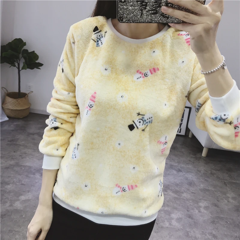 2018 женский флисовый свитер с круглым вырезом разноцветный пуловер в горошек