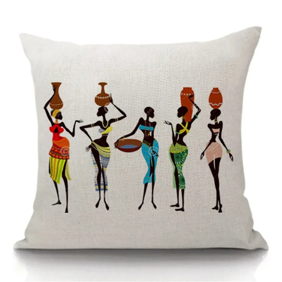 Square 18&quot Cotton Linen Pillow Cover Africa Original People Life Decorative Throw Case Cushion Sofa Drop Shipping | Дом и сад