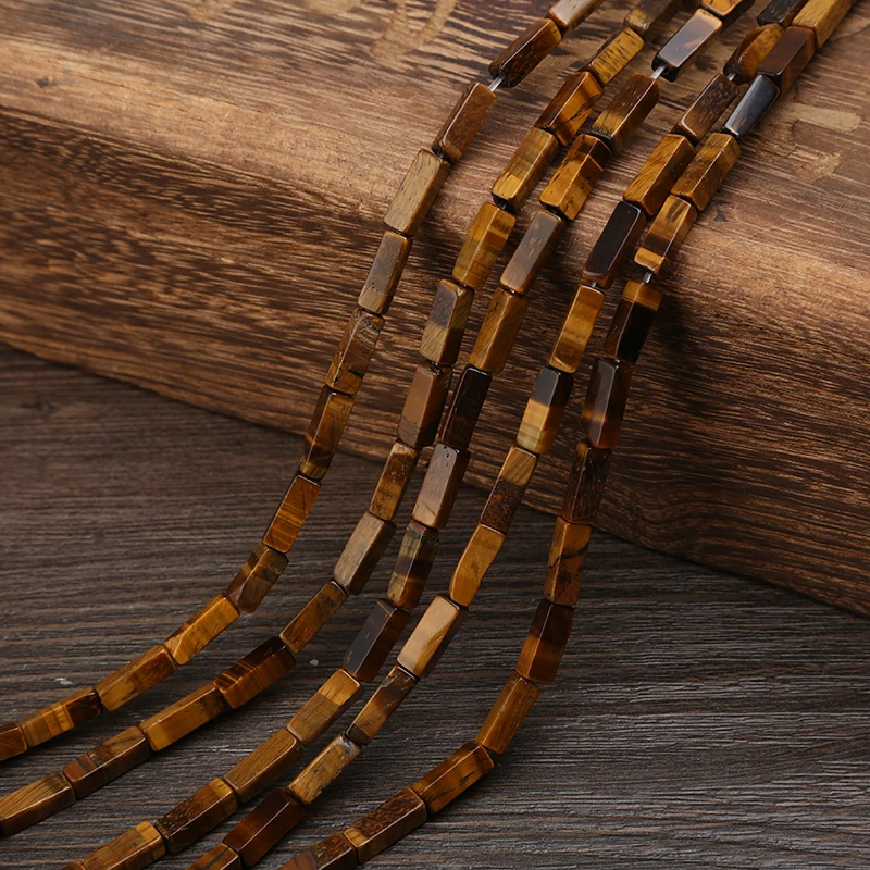 1 Cuboid Stone 4*13mm Natural Tiger eye Stone Serpentine Jaspers Square Tube Agalmatolite Loose Beads Sea Sediment - Цвет: 1