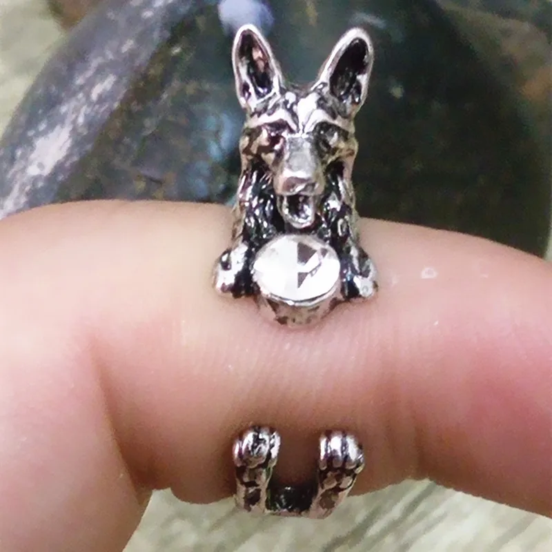 Анель Винтаж Ретро кольцо пастуха Бесплатная Размеры хиппи животных Собака