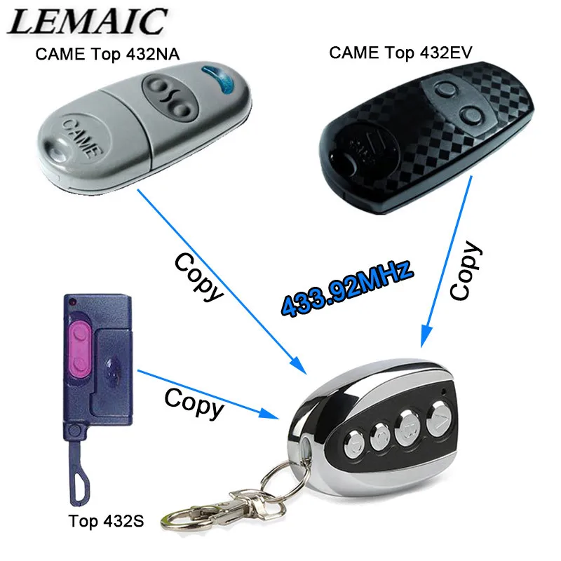 LEMAIC 433.92 Mhz Duplicator Copy CAME remote control TOP 432EV TOP-432NA TOP432NA For Universal Garage Door Gate Key Fob S05 |
