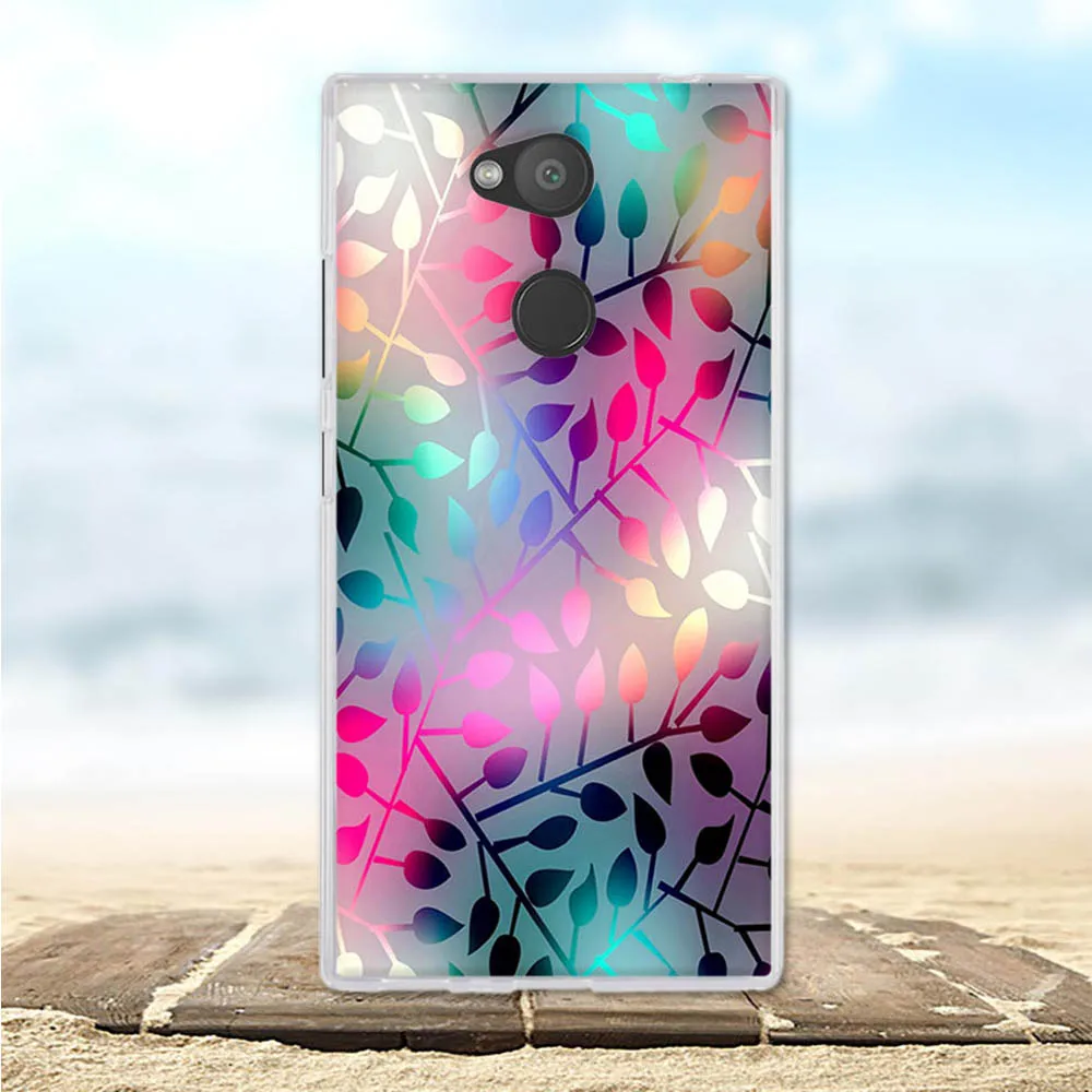 Силиконовый чехол для Sony Xperia L2 мягкий из ТПУ dual с цветочным узором 3D 5 дюйма чехлы