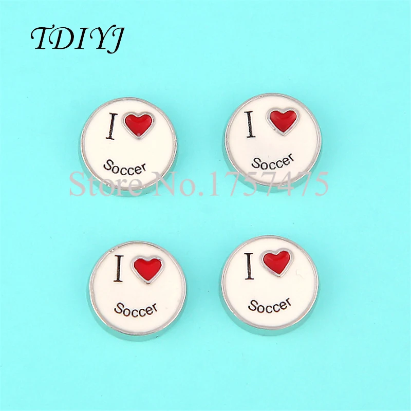 

TDIYJ Hot Sale 7mm Alloy I Love Soccer Floating Charms for Glass Memory Locket as Gifts for Boys 20pcs/lot