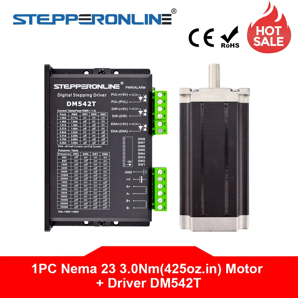 1 Ось шаговый ЧПУ комплект 3.0Nm(425 oz. in) Nema 23 шаговый двигатель и драйвер
