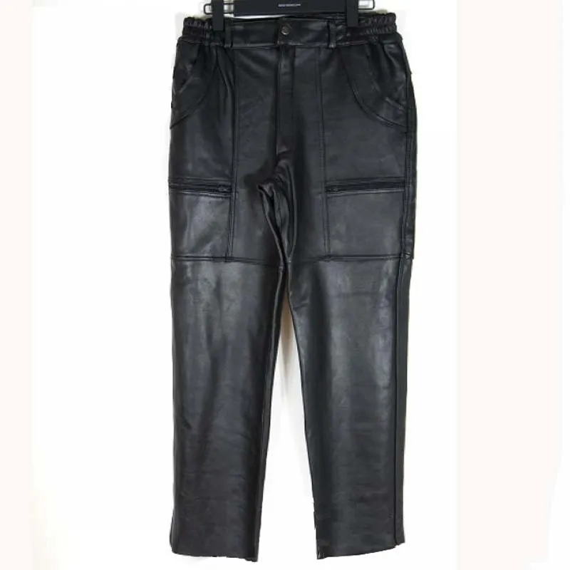 Осень зима Для мужчин Повседневное брюки из мягкой натуральной кожи куртка