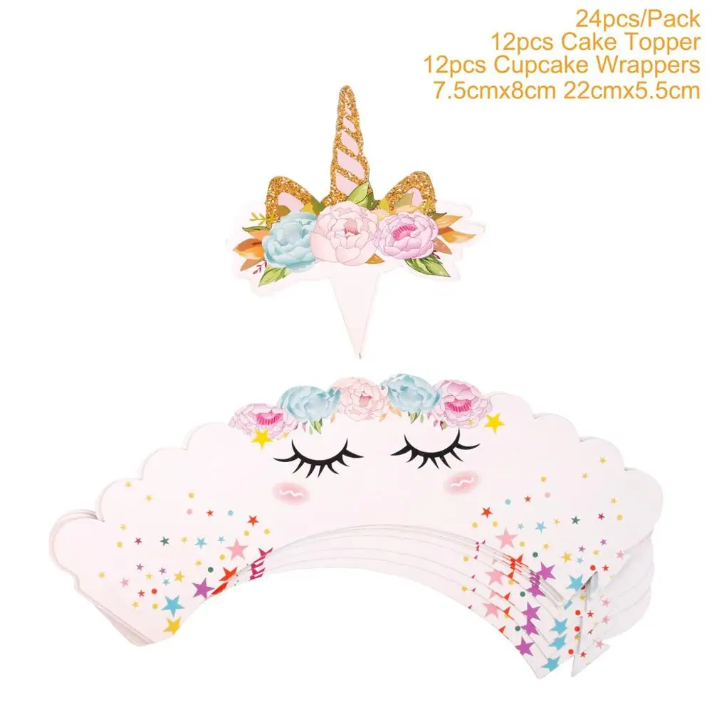 Unicorn cake wrapper Huiran вечеринка единорога Декор Единорог одноразовая посуда Единорог декора подарки День рождения наборы; детский душ декор - Цвет: Unicorn cake wrapper