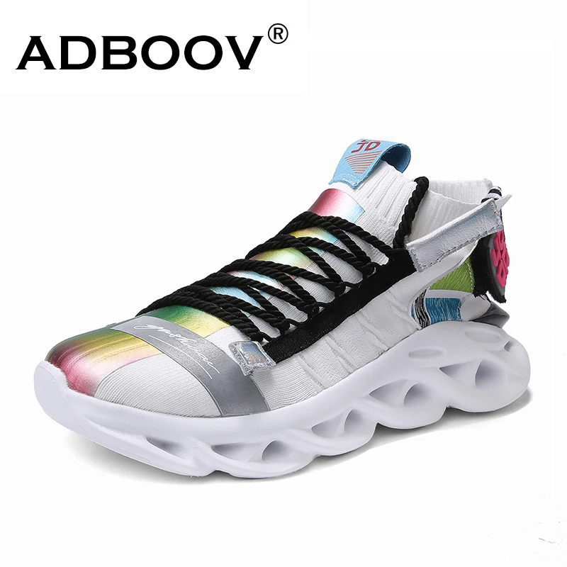 

Мужские кроссовки ADBOOV, спортивные, с вязаным верхом, белые, массивные, на плоской подошве, амортизирующие