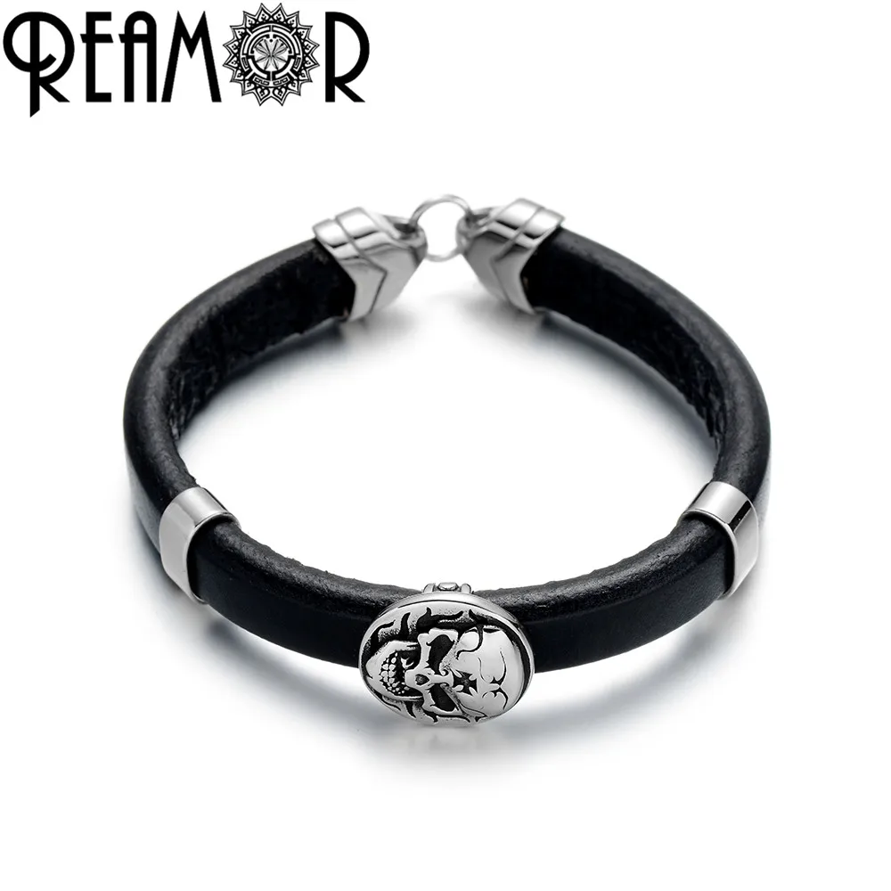 REAMOR 10*5 мм квадратное отверстие 316l из нержавеющей стали призрак бусины череп Шарм